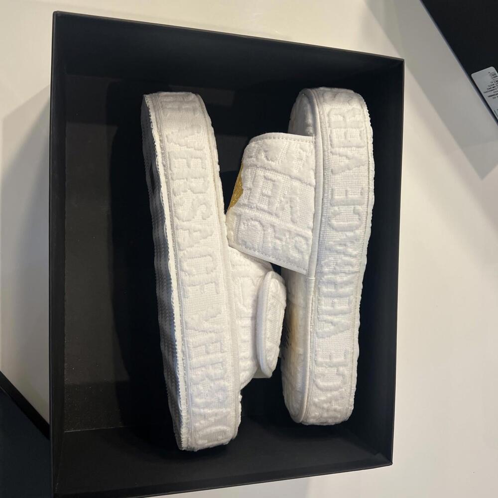 $475 White Versace Medusa Head Fabric platform slippers Size 41 - Picture 8 of 12